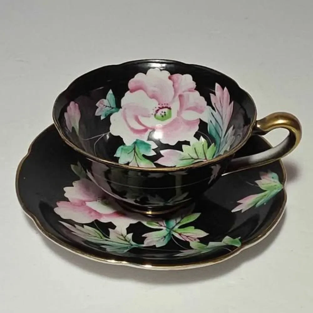 Pink Flowers Teacup and Saucer Vintage Japan Vintage